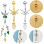 316L Surgical Steel Butterfly Bow Belly Button Ring For Navel Piercing