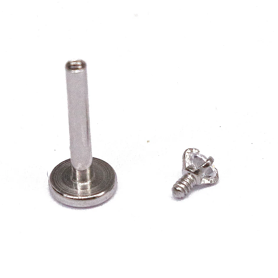 316L Surgical Steel CZ Labret Stud For Lip Or Cartilage Piercing - Image 2