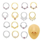 316L Surgical Steel Heart Segment Clicker Ring For Septum Or Nose Piercing