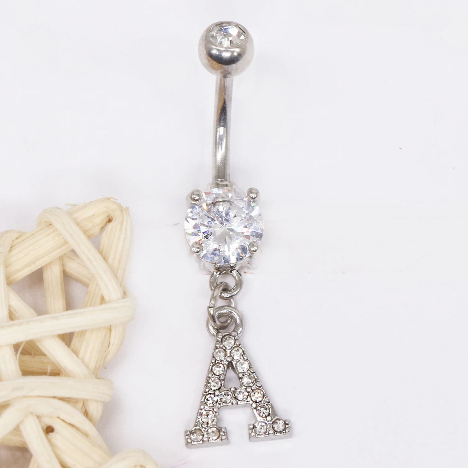 316L Surgical Steel Crystal Belly Button Ring For Navel Piercing - Image 2