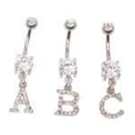 316L Surgical Steel Crystal Belly Button Ring For Navel Piercing