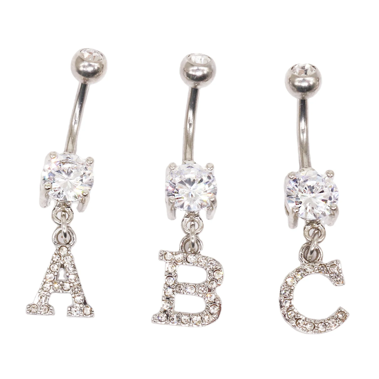 316L Surgical Steel Crystal Belly Button Ring For Navel Piercing