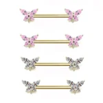 316L Surgical Steel CZ Nipple Ring For Nipple Piercing