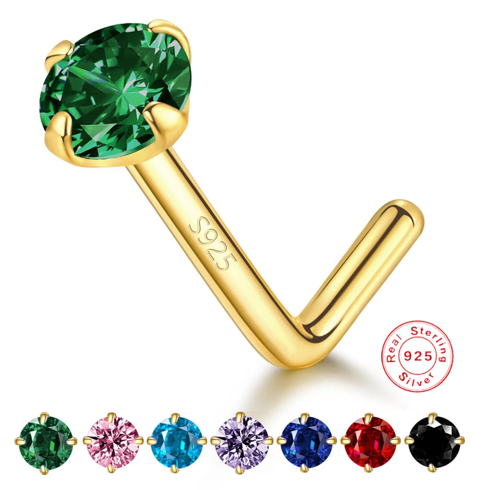925 Silver CZ Nose Ring For Nose Piercing - Image 2