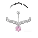 925 Silver CZ Belly Button Ring For Navel Piercing