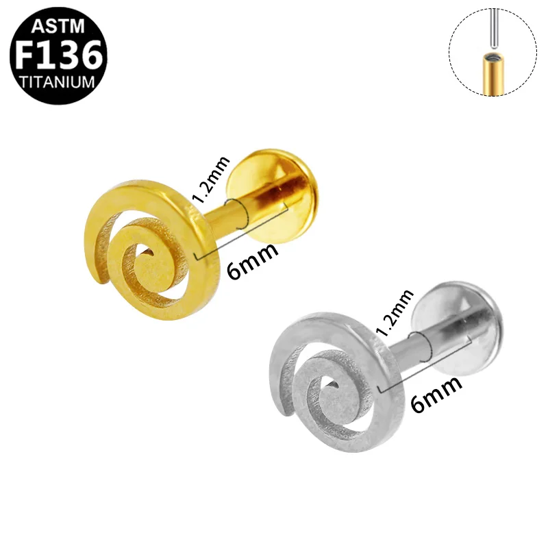 ASTM F136 Titanium Flower Threadless Labret Stud For Lip, Cartilage Or Tragus Piercing - Image 2