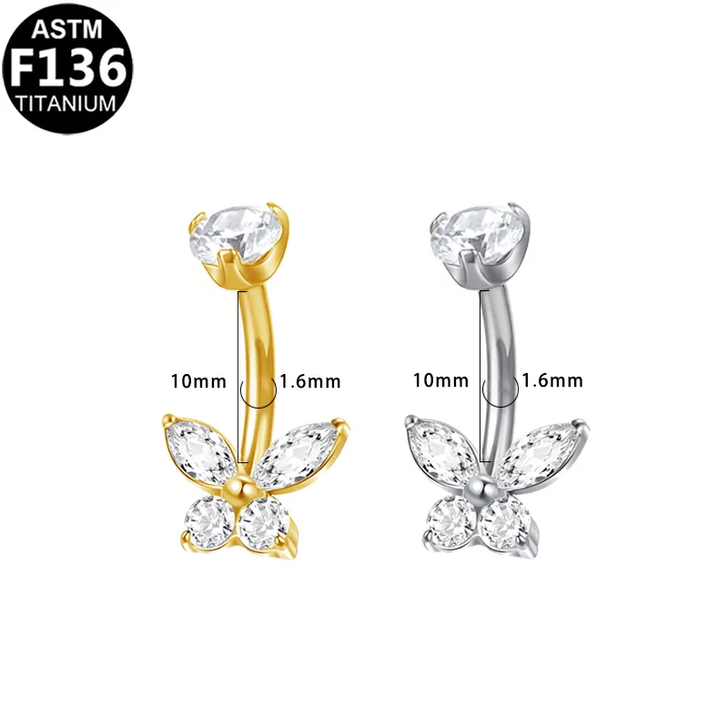 ASTM F136 Titanium 14G Belly Button Ring For Navel Piercing - Image 2