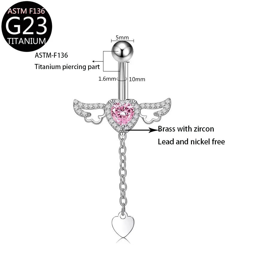ASTM F136 Titanium 14G Belly Button Ring For Navel Piercing - Image 2