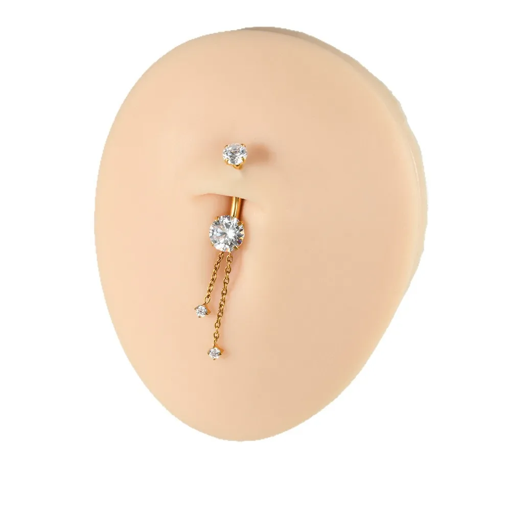 ASTM F136 Titanium CZ Flower Belly Button Ring For Navel Piercing - Image 2