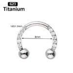 ASTM F136 Titanium Horseshoe Ring For Septum, Ear Or Lip Piercing