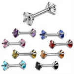 ASTM F136 Titanium 16G CZ Cartilage Stud For Cartilage Or Helix Piercing