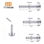 ASTM F136 Titanium 18G Threadless Labret Stud For Lip, Cartilage Or Tragus Piercing