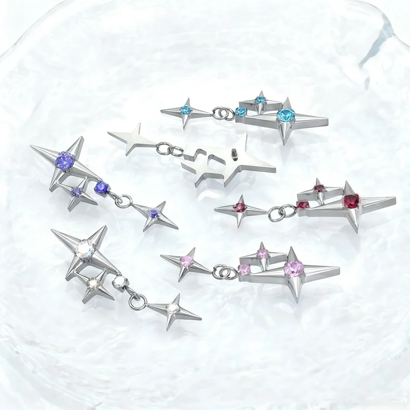 ASTM F136 Titanium CZ Star Labret Stud For Lip Or Cartilage Piercing