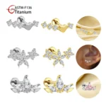 ASTM F136 Titanium 16G Heart Internally Threaded Labret Stud For Lip, Cartilage Or Tragus Piercing
