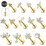 ASTM F136 Titanium 16G Flat Back Stud For Cartilage, Helix Or Lip Piercing