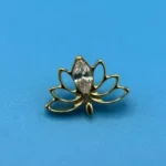 18K Solid Gold CZ Butterfly Internally Threaded Labret Stud For Lip, Cartilage Or Tragus Piercing