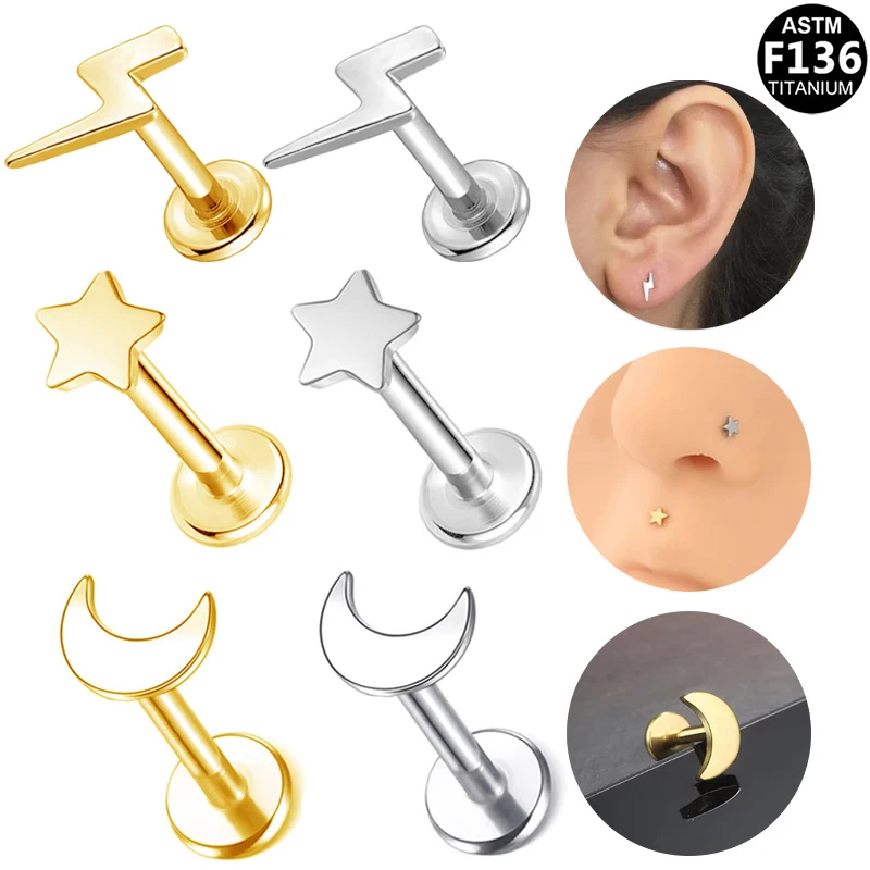 ASTM F136 Titanium Cartilage Stud For Cartilage Or Helix Piercing