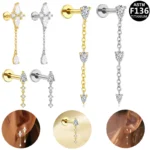 ASTM F136 Titanium Cartilage Stud For Cartilage Or Helix Piercing