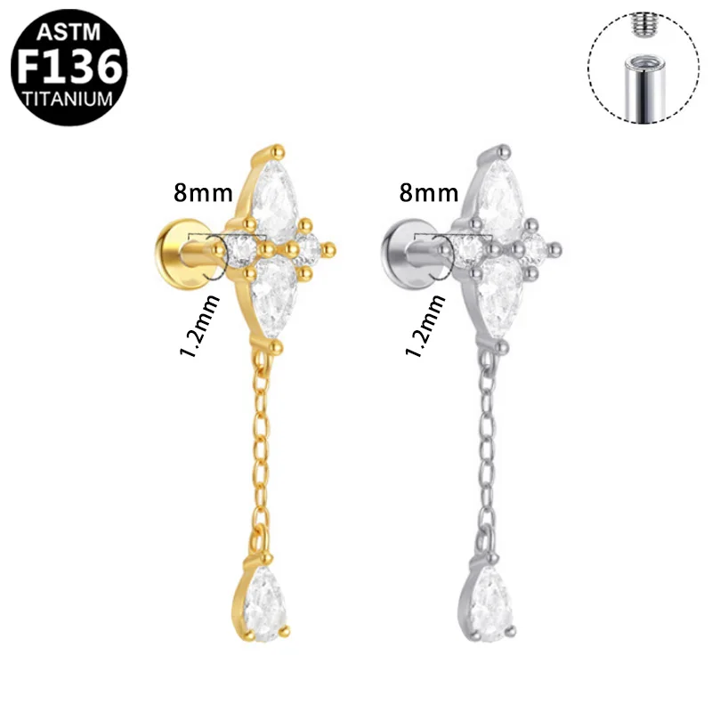 ASTM F136 Titanium Cartilage Stud For Cartilage Or Helix Piercing - Image 2
