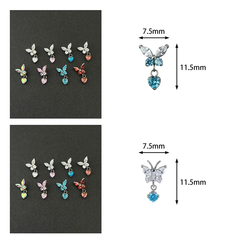 ASTM F136 Titanium Flower Internally Threaded Labret Stud For Lip, Cartilage Or Tragus Piercing - Image 2