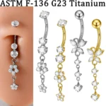 ASTM F136 Titanium CZ Butterfly Belly Button Ring For Navel Piercing