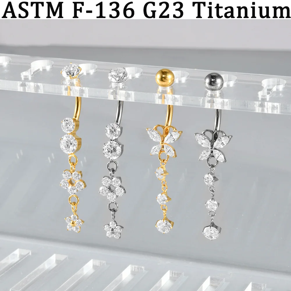 ASTM F136 Titanium CZ Butterfly Belly Button Ring For Navel Piercing - Image 2