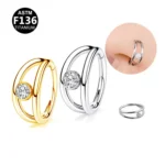 ASTM F136 Titanium CZ Nose Ring For Nose Piercing