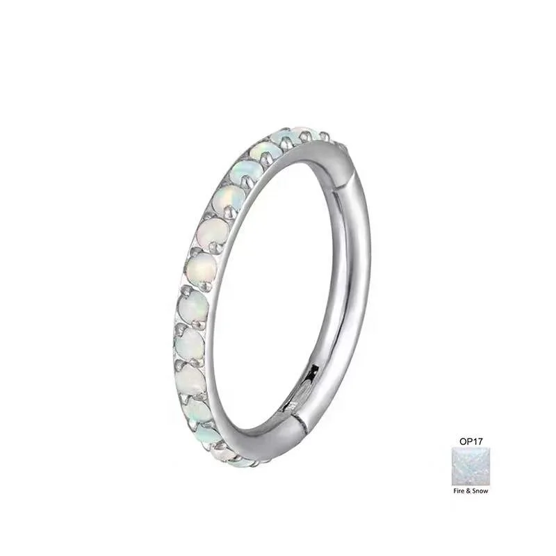 ASTM F136 Titanium Opal Segment Clicker Ring For Septum Or Nose Piercing - Image 2