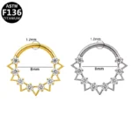 ASTM F136 Titanium Crystal Segment Clicker Ring For Septum Or Nose Piercing