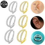 ASTM F136 Titanium Opal Segment Clicker Ring For Septum Or Nose Piercing