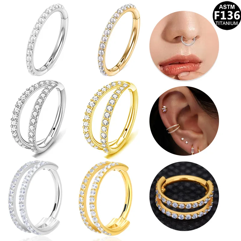 ASTM F136 Titanium Opal Segment Clicker Ring For Septum Or Nose Piercing - Image 2
