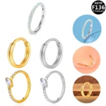 ASTM F136 Titanium Opal CZ Segment Clicker Ring For Septum Or Nose Piercing