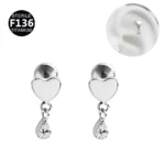 ASTM F136 Titanium CZ Heart Labret Stud For Lip Or Cartilage Piercing