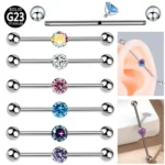 ASTM F136 Titanium 14G Industrial Barbell For Industrial Piercing