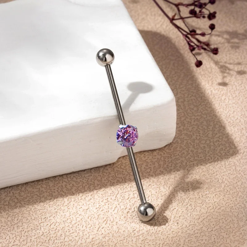 ASTM F136 Titanium 14G Industrial Barbell For Industrial Piercing - Image 2