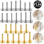 ASTM F136 Titanium 16G Internally Threaded Labret Stud For Lip, Cartilage Or Tragus Piercing