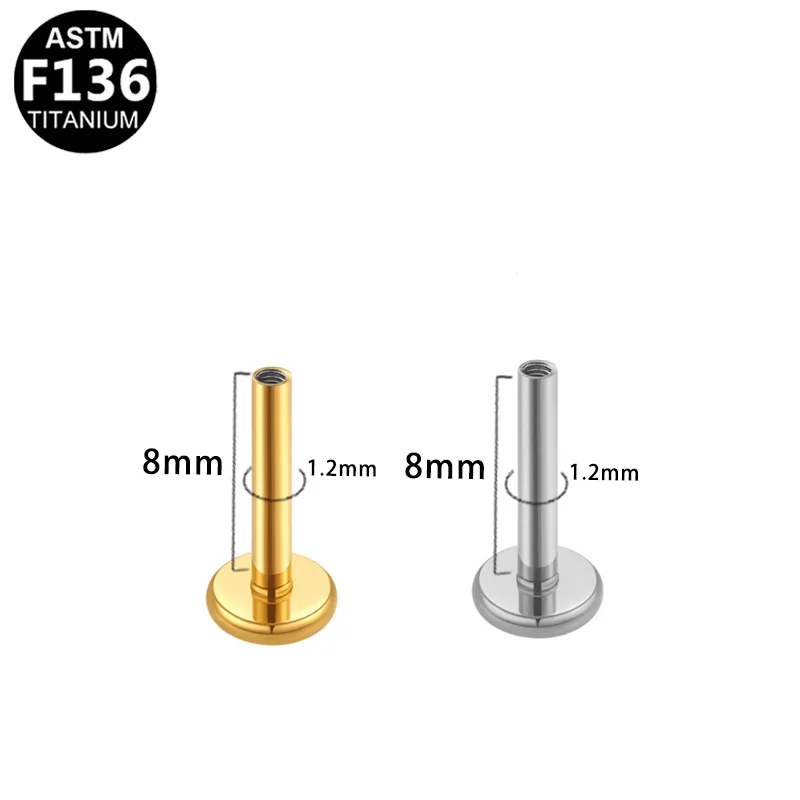 ASTM F136 Titanium 16G Internally Threaded Labret Stud For Lip, Cartilage Or Tragus Piercing - Image 2