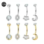 ASTM F136 Titanium Belly Button Ring For Navel Piercing