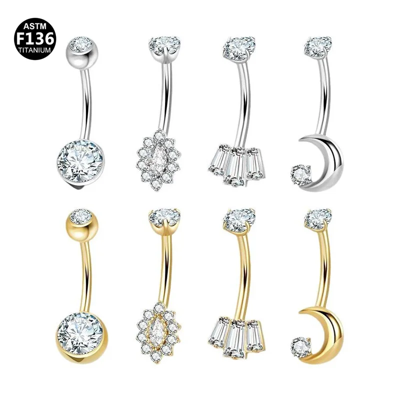 ASTM F136 Titanium Belly Button Ring For Navel Piercing