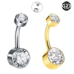 ASTM F136 Titanium CZ Belly Button Ring For Navel Piercing