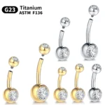ASTM F136 Titanium CZ Belly Button Ring For Navel Piercing