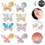 ASTM F136 Titanium CZ Labret Stud For Lip Or Cartilage Piercing