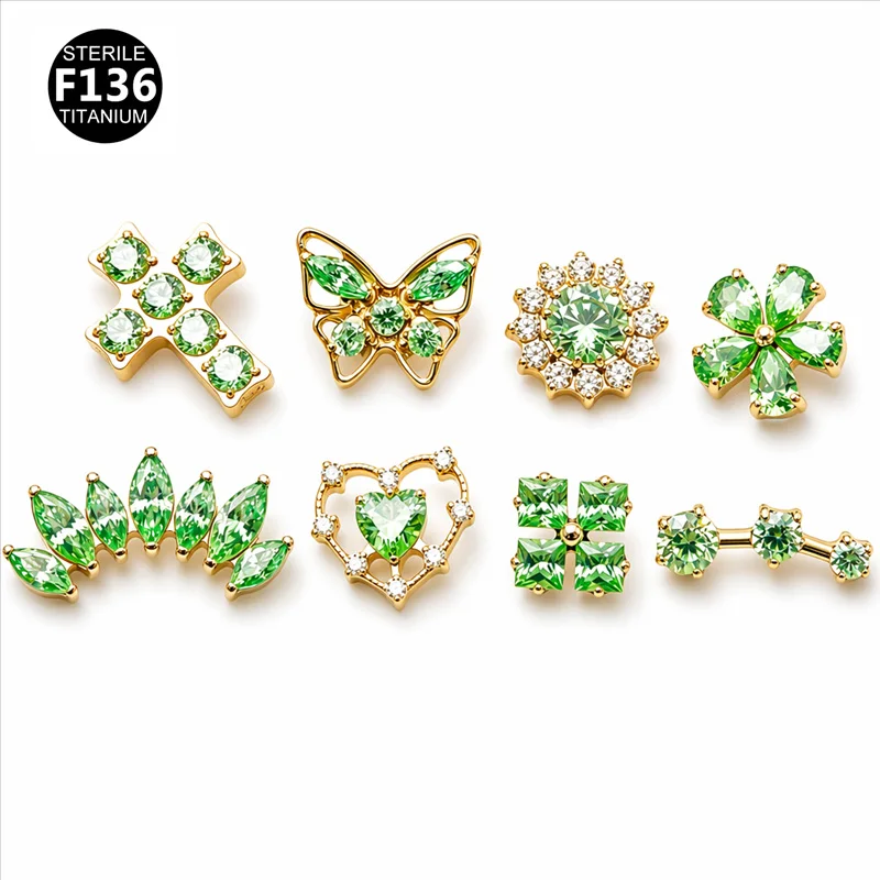 ASTM F136 Titanium CZ Flat Back Stud For Cartilage, Helix Or Lip Piercing