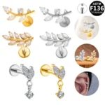 ASTM F136 Titanium Flat Back Stud For Cartilage, Helix Or Lip Piercing
