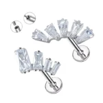 ASTM F136 Titanium CZ Labret Stud For Lip Or Cartilage Piercing