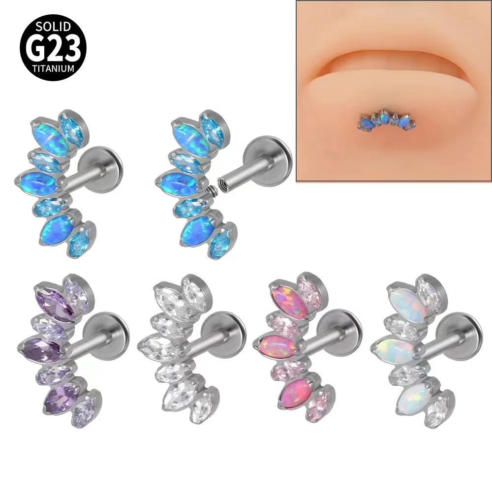 ASTM F136 Titanium Internally Threaded Labret Stud For Lip, Cartilage Or Tragus Piercing