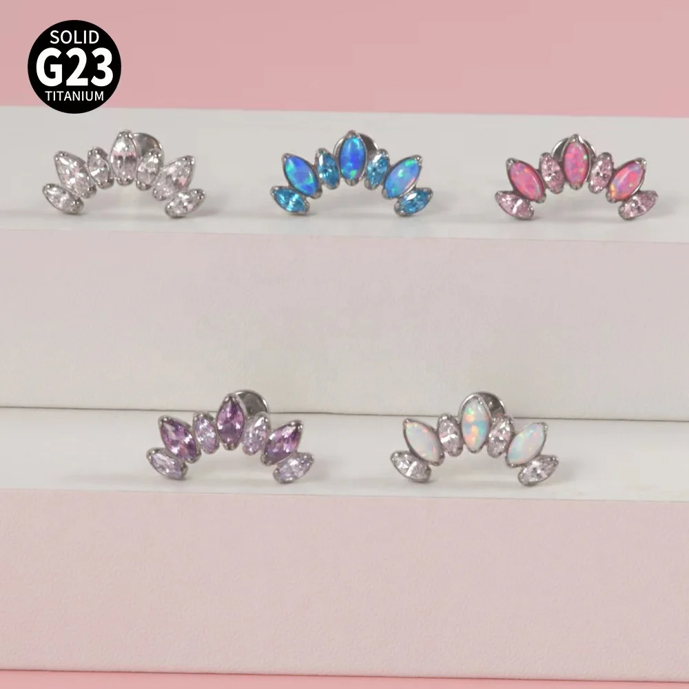 ASTM F136 Titanium Internally Threaded Labret Stud For Lip, Cartilage Or Tragus Piercing - Image 2