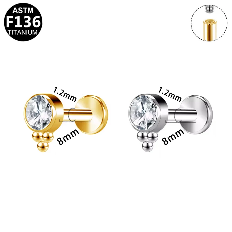 ASTM F136 Titanium Flower Internally Threaded Labret Stud For Lip, Cartilage Or Tragus Piercing - Image 2