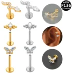 ASTM F136 Titanium CZ Butterfly Piercing Jewelry