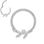ASTM F136 Titanium CZ Flower Segment Clicker Ring For Septum Or Nose Piercing